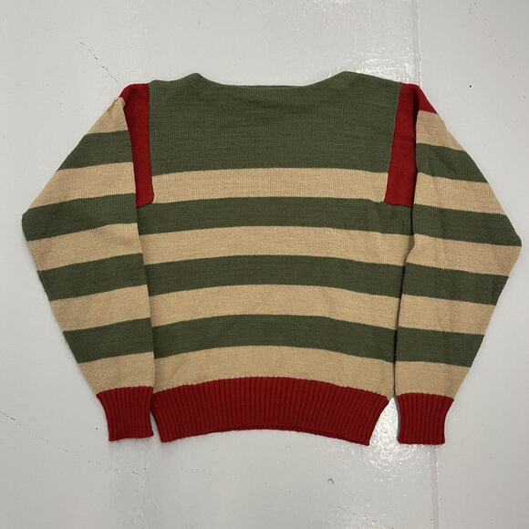 Vintage 80s Regatta Sport Green Striped Pattern Sweater - Picture 1 of 4